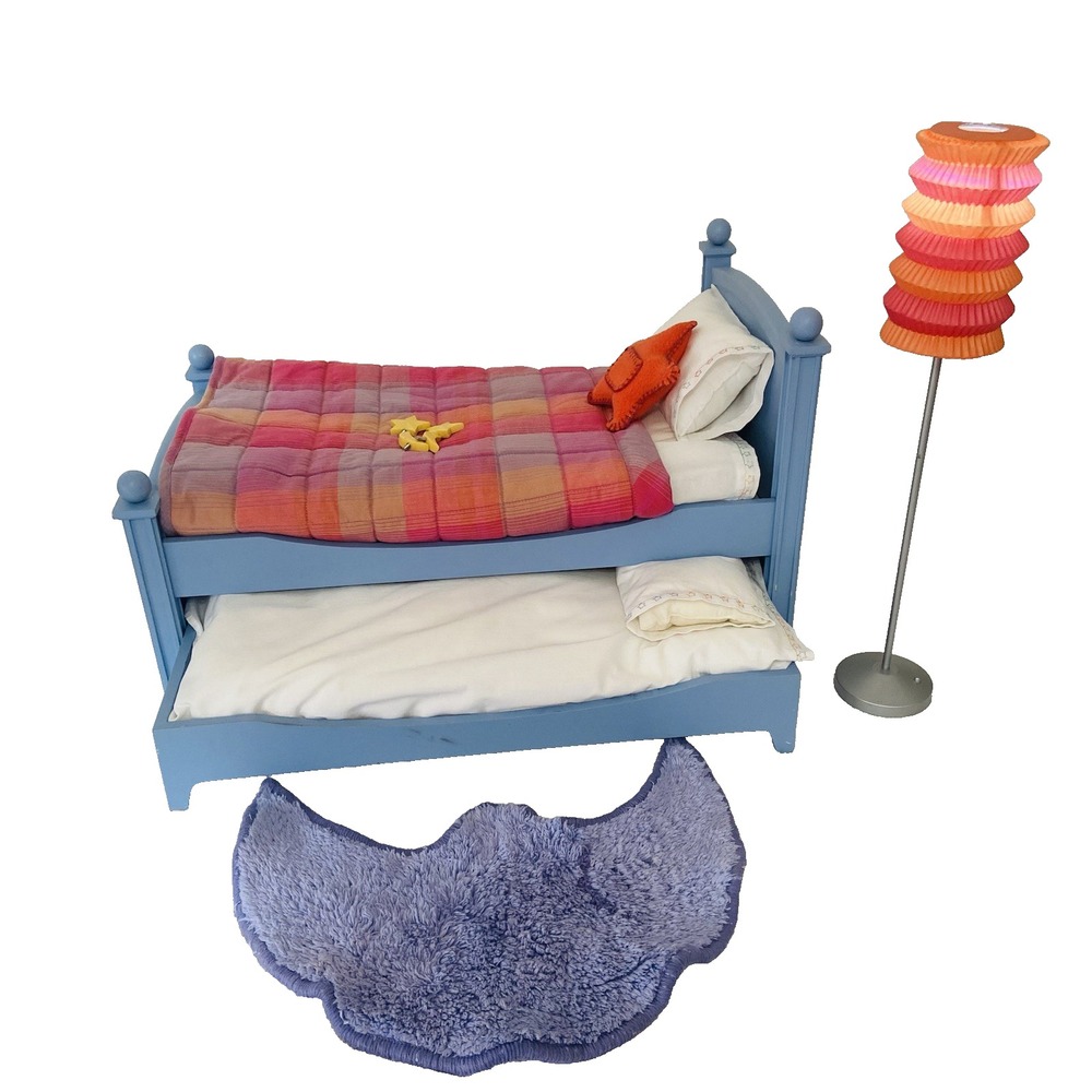 American Girl Moon and Stars Bed Trundle Lamp Rug Pleasant Co Pillows Sheets Y2k